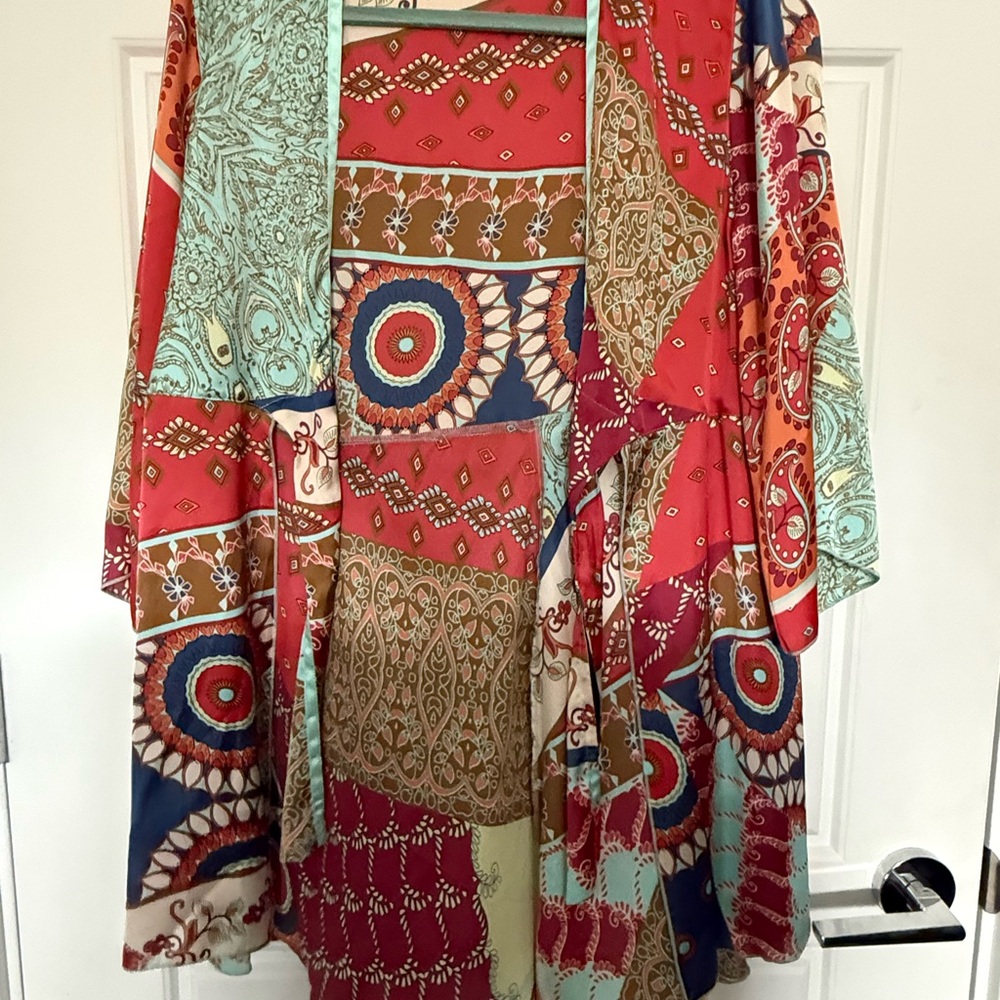 CAbi Multicolor Patchwork Cape - image 1